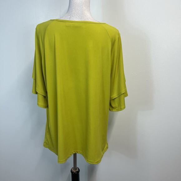 Susan Graver Stretch Slinky Top Blouse Size XL Lime Green Career Casual Wear - Picture 6 of 7